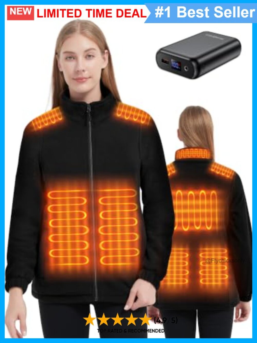 Heated Fleece Jacket with Battery 8-Zone Warm Winter Coat